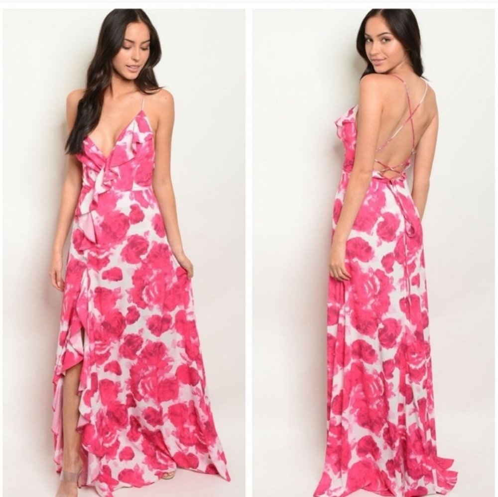 NEW Fuschia Floral Dress by Luxxel, size small